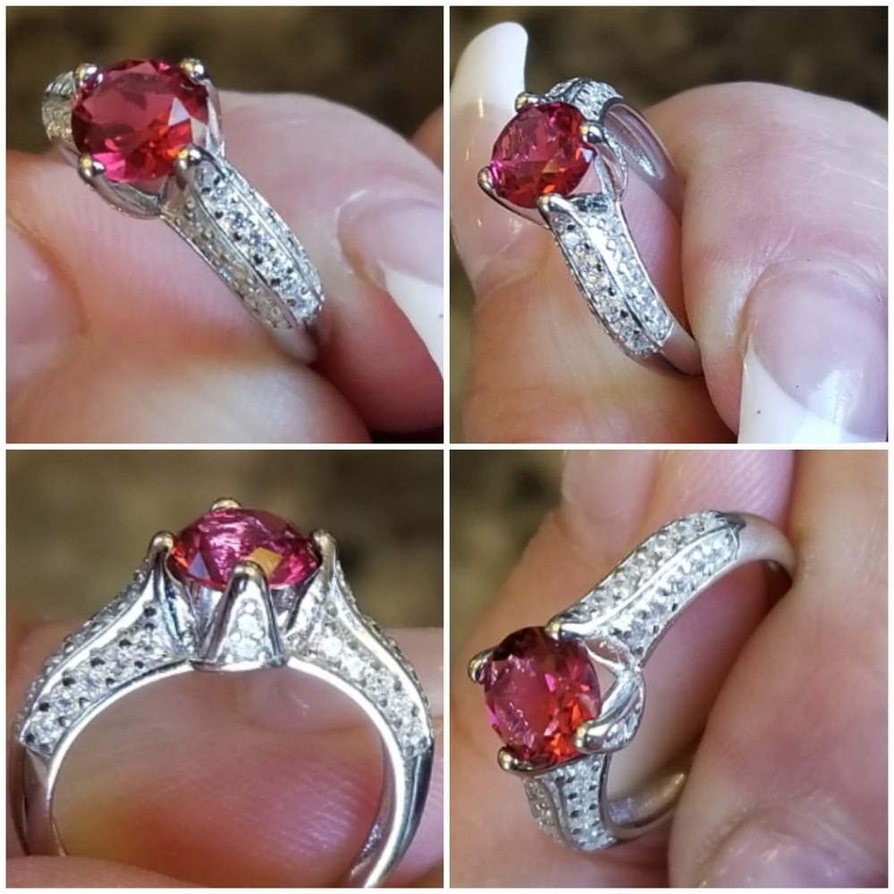 Genuine 2cttw Ruby and White Sapphire Ring 6 - Picture 4 of 6